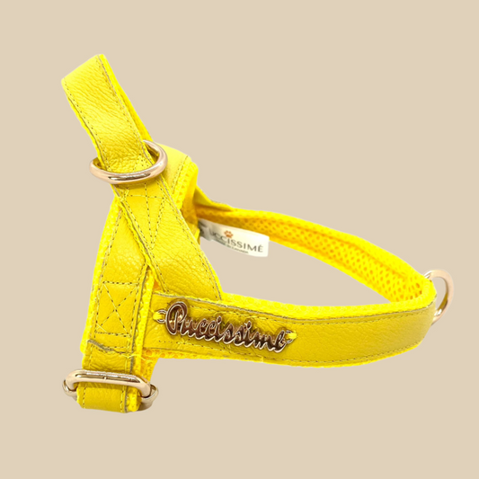 Yellow Genuine Leather One-Click Harness