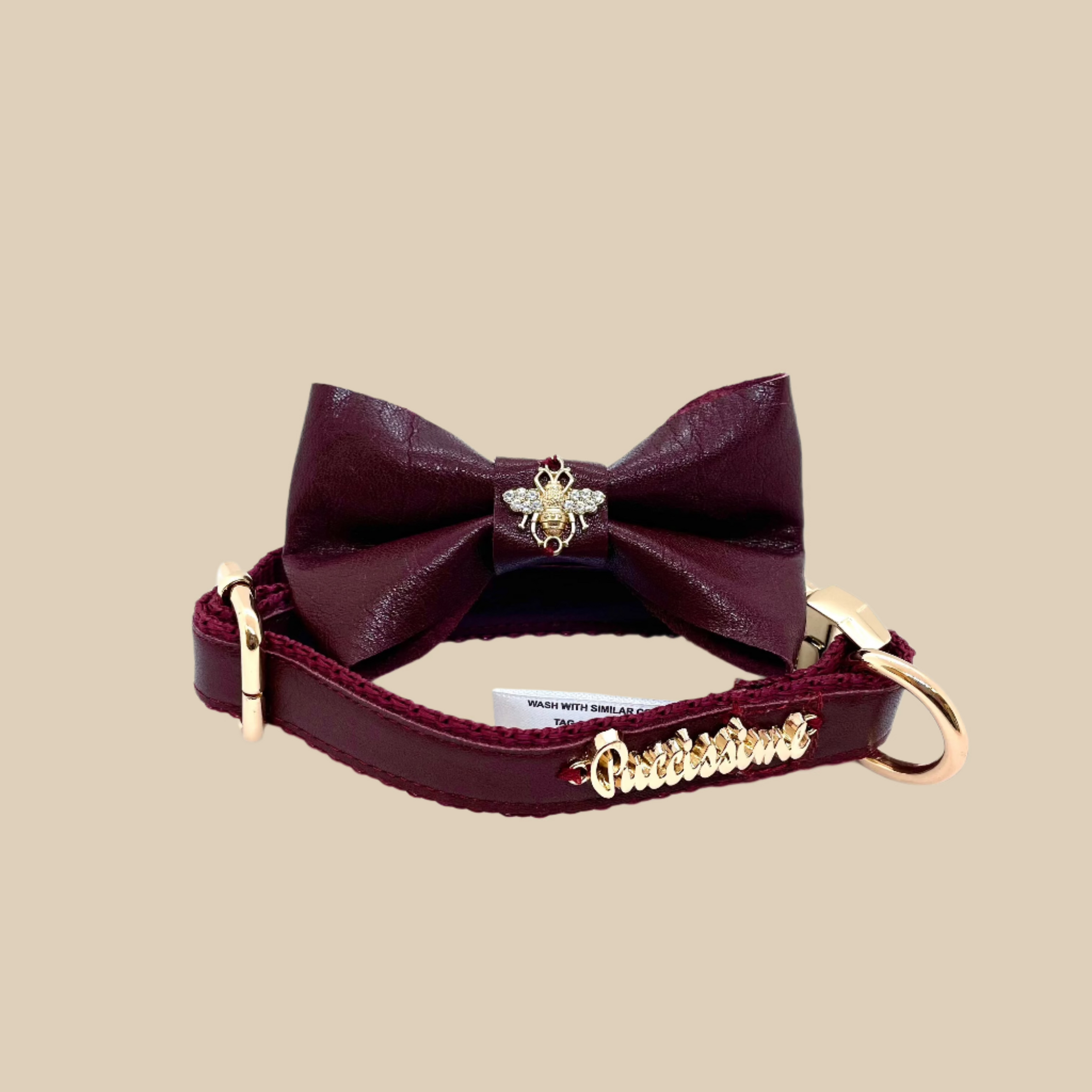 Red Wine Collar, Bow Tie and Leash