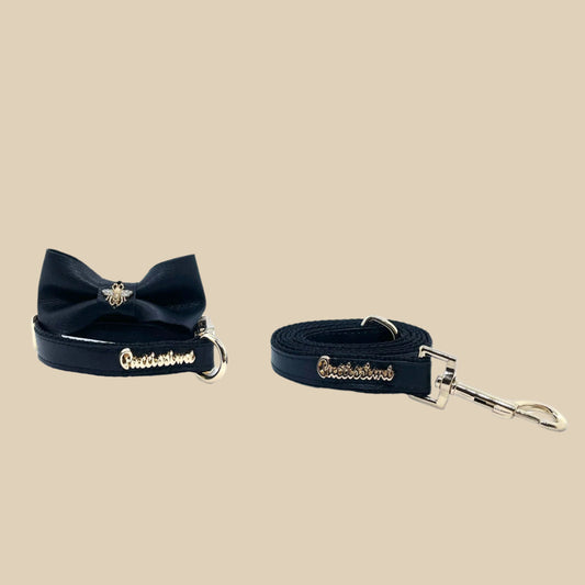 Raven Collar, Leash & Bow Tie Set