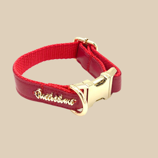 Cherry Red Leather Collar
