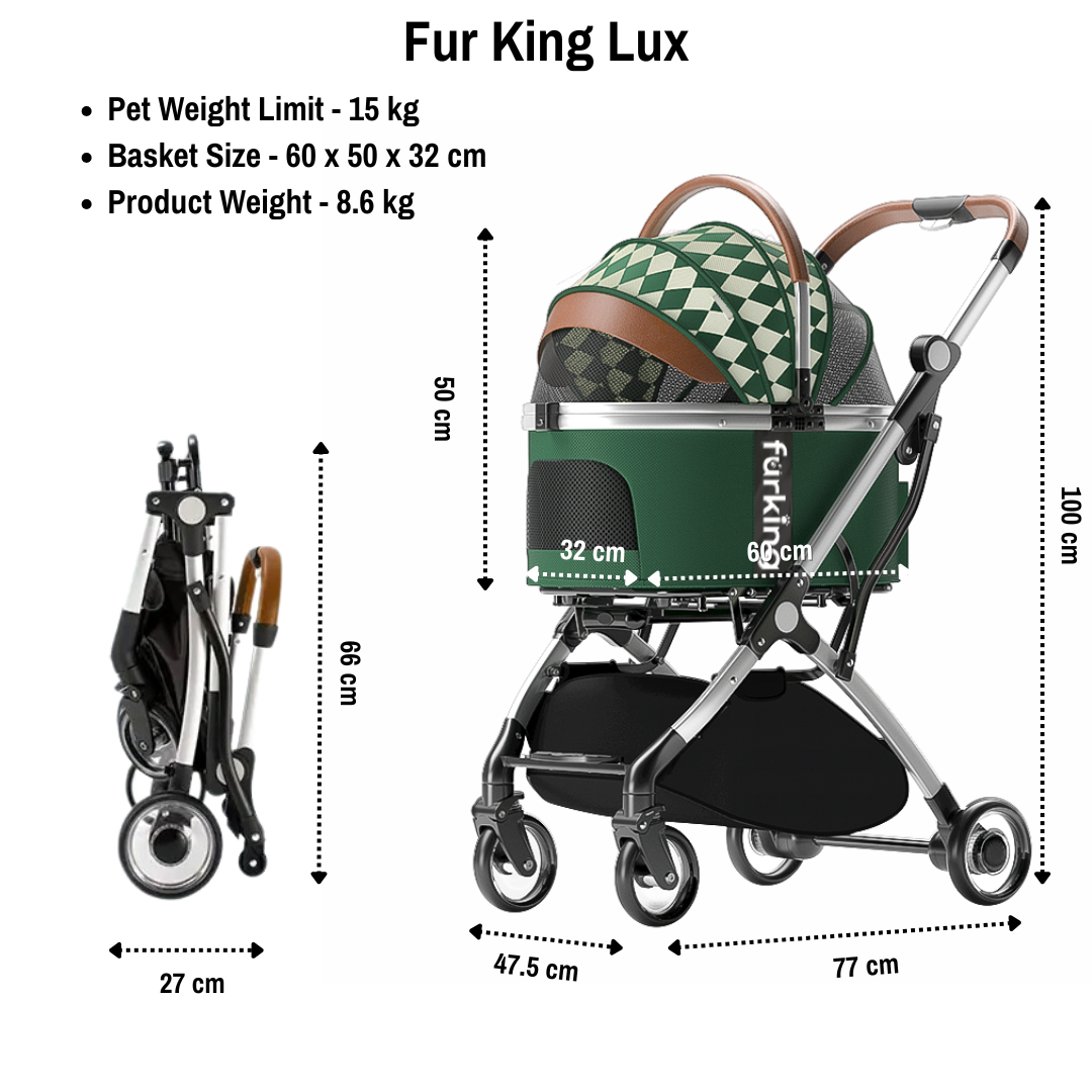 Fur King Lux Pet Stroller | Green