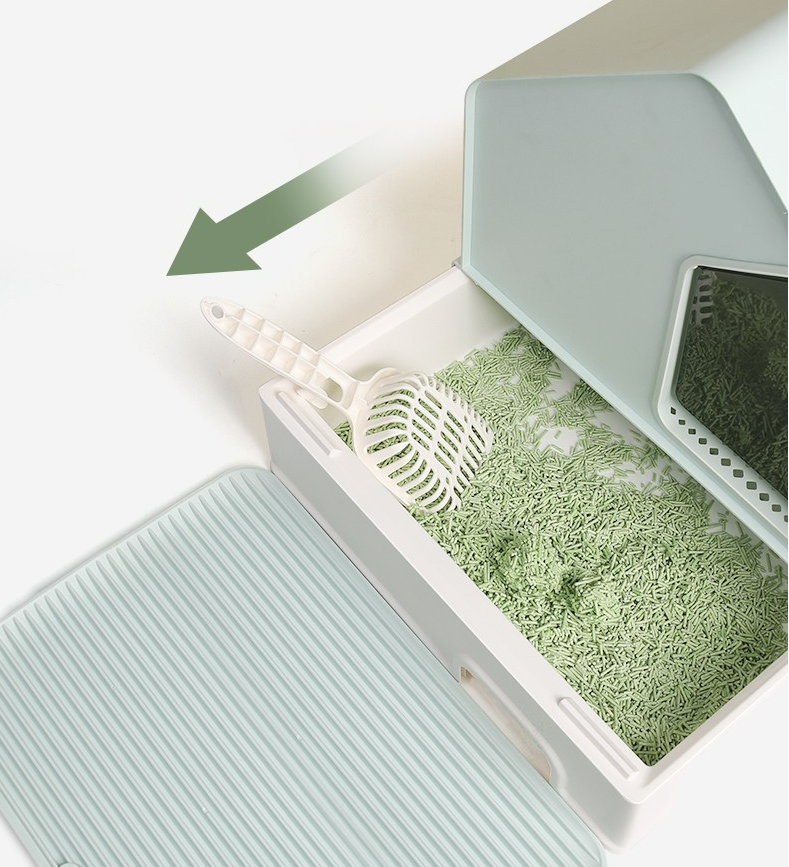 Enclosed Cat Litter Box House | GREY