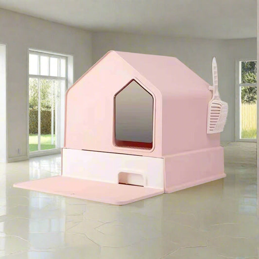 Enclosed Cat Litter Box House | PINK