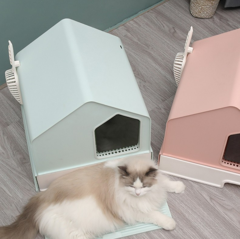 Enclosed Cat Litter Box House | PINK