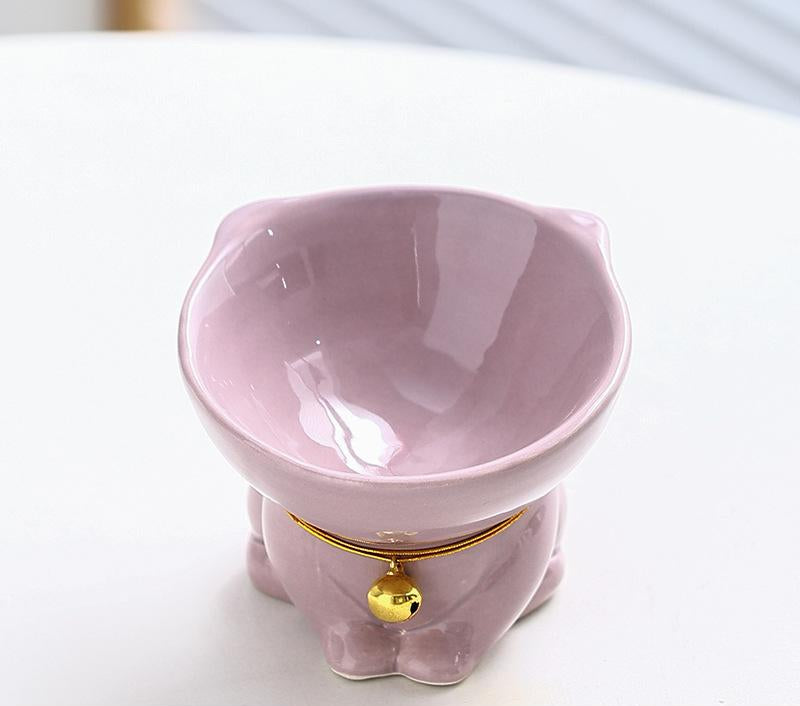 Purple Ceramic Cat Bowl