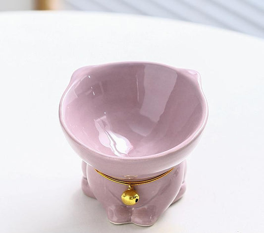 Purple Ceramic Cat Bowl