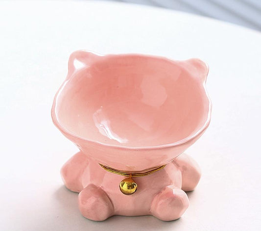Pink Ceramic Cat Bowl