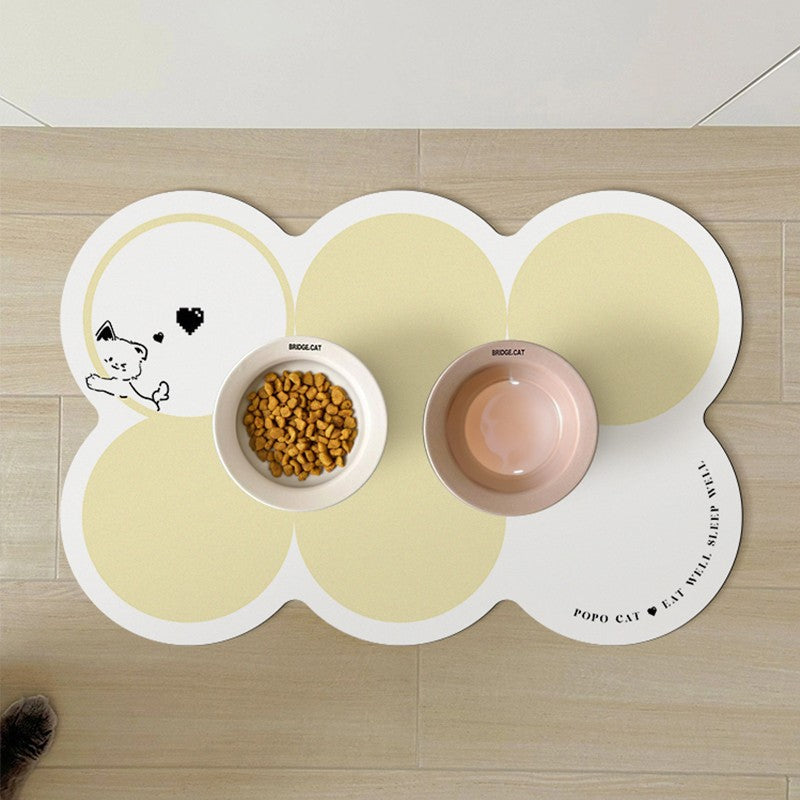 White And Yellow Absorbent Feeding Mat