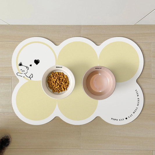 White And Yellow Absorbent Feeding Mat