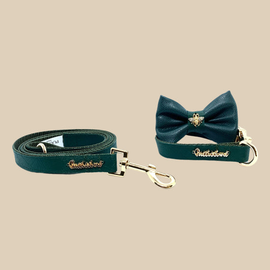 Jade Collar, Leash & Bow Tie Set